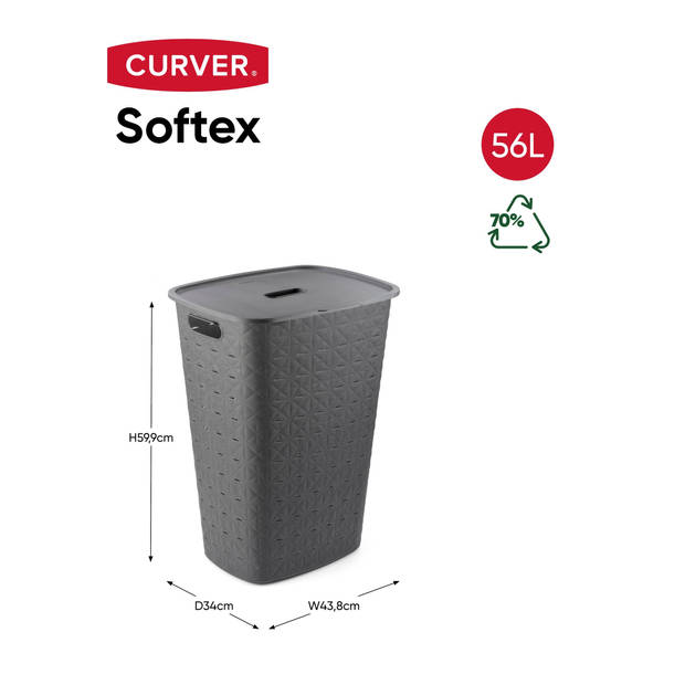 Curver Softex Wasmand met Deksel 56L - 2 stuks - Antraciet