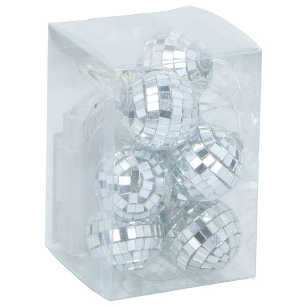 Articasa Disco kerstballen - 6x st - zilver - D6 cm - kunststof - Kerstbal