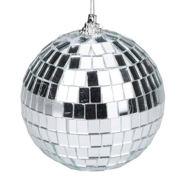 Articasa Disco kerstballen - 6x st - zilver - D6 cm - kunststof - Kerstbal