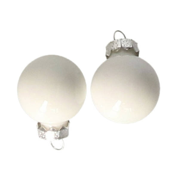 Othmar Decorations mini kerstballen van glas - 24x - wit - 2,5 cm - Kerstbal