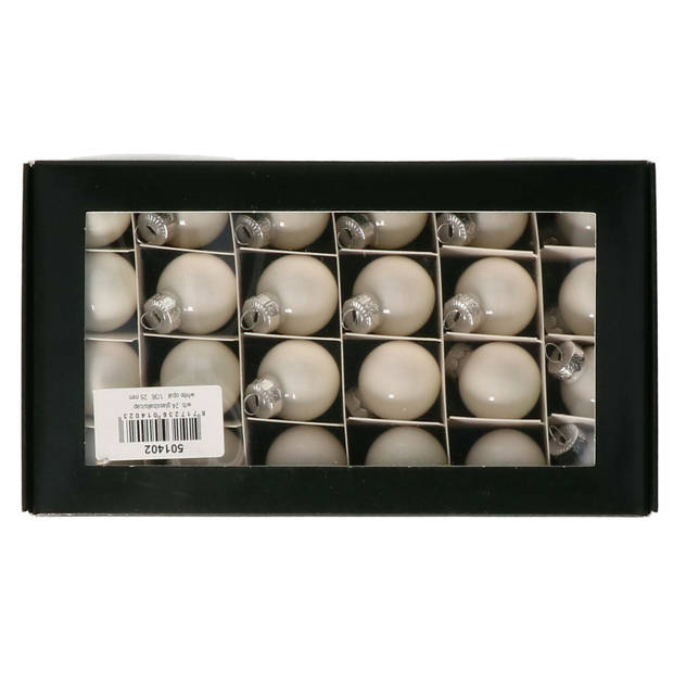 Othmar Decorations mini kerstballen van glas - 24x - wit - 2,5 cm - Kerstbal