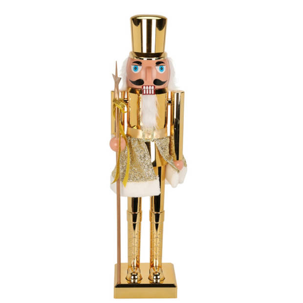 Notenkraker decoratie figuur/beeld - 80 cm - goud - kunststof - kerst - Kerstbeeldjes