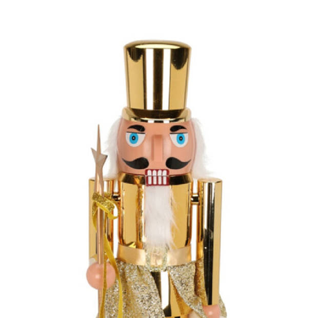 Notenkraker decoratie figuur/beeld - 80 cm - goud - kunststof - kerst - Kerstbeeldjes