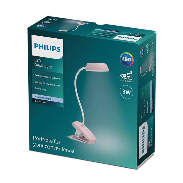 Bureaulamp Philips Lámpara de mesa Roze 3 W