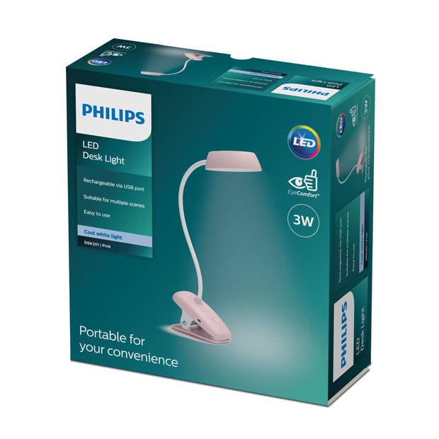 Bureaulamp Philips Lámpara de mesa Roze 3 W