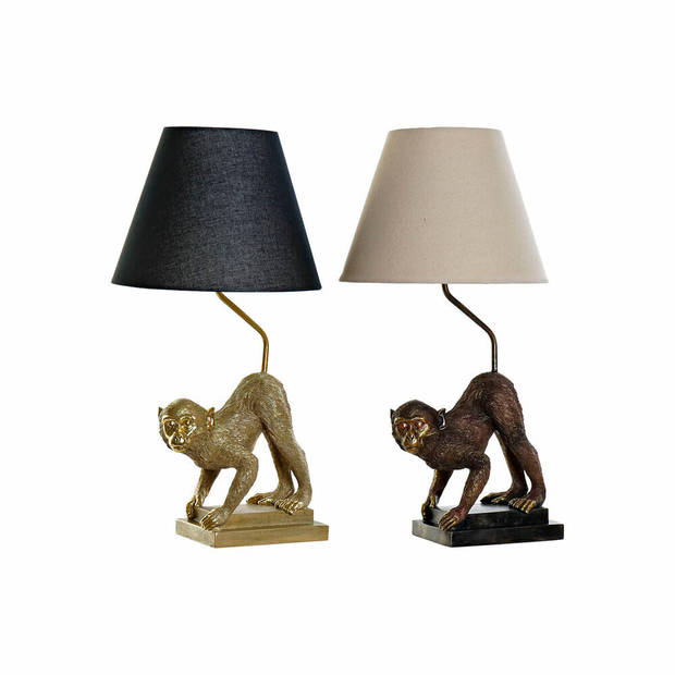 Bureaulamp DKD Home Decor 32,5 x 30 x 60 cm Zwart Beige Gouden Metaal Hars 220 V 50 W (2 Stuks)