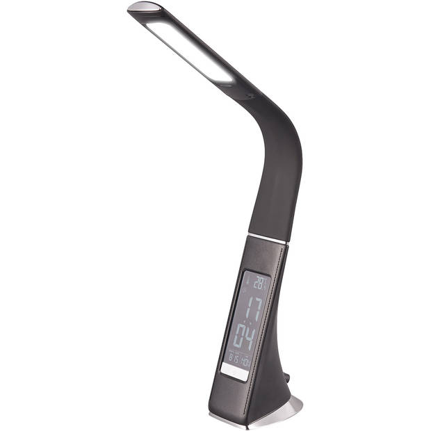 LED Bureaulamp - Trion Frence - 4.8W - Natuurlijk Wit 5000K - Temperatuurweergave - Zwart - Kunststof