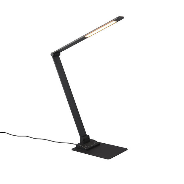 LED Bureaulamp - Trion Straus - 6.5W - Aanpasbare Kleur - Dimbaar - Rechthoek - Mat Zwart - Metaal