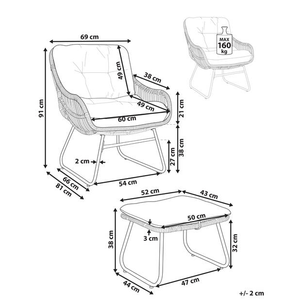 Beliani MESTRE - Fauteuil-Natuurlijk-PE rotan