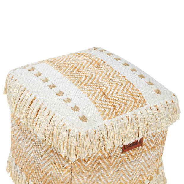 Beliani ALUPOLA - Poef-Beige-Jute, Katoen