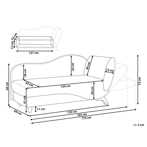 Beliani MERI - Chaise longue-Groen-Linnen