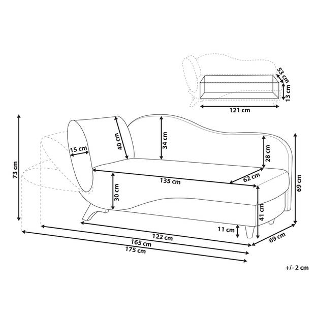 Beliani MERI - Chaise longue-Bruin-Linnen