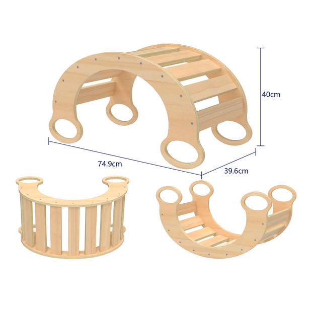 Sunny Marlie Montessori klimboog van hout in naturel Klimboog Rocker