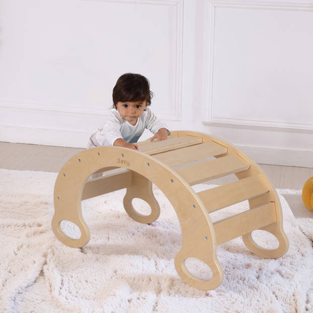 Sunny Marlie Montessori klimboog van hout in naturel Klimboog Rocker