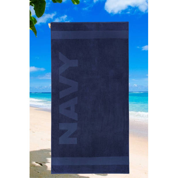 Droomtextiel Strandlaken XXL 100x200 cm - Navy Blauw - 100% Zacht Katoen - Sterke Kwaliteit