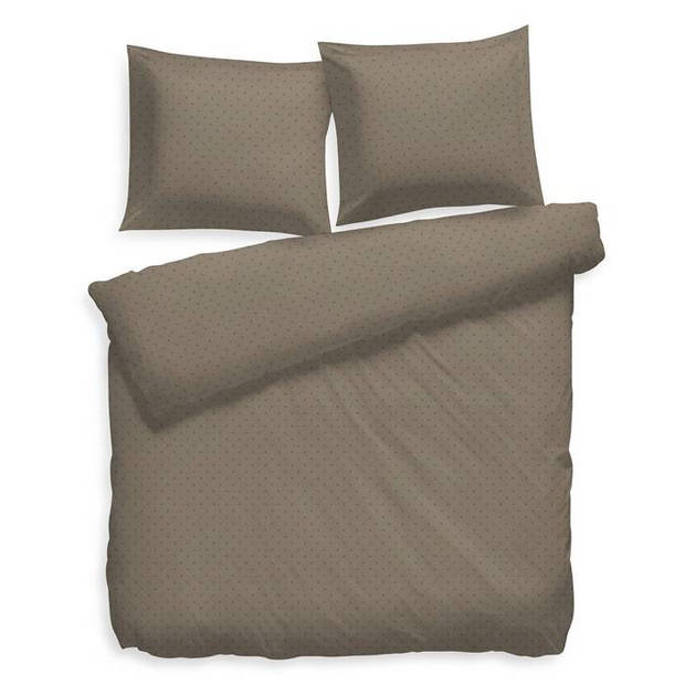 Heckett & Lane dekbedovertrek Puntini - Taupe Grijs - Lits-jumeaux 240x200/220 cm