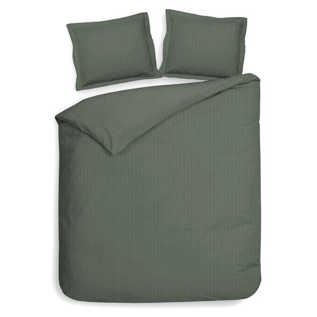 Heckettlane dekbedovertrek Satin Stripe - Mineraal Groen - Lits-jumeaux 240x200/220 cm