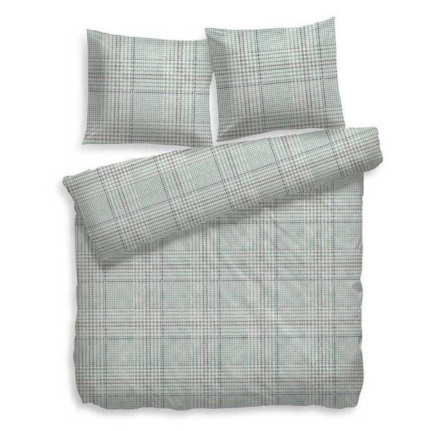 Heckett & Lane Flanel dekbedovertrek Pearce - Groen - 2-Persoons 200x200/220 cm