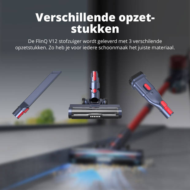 FlinQ V12 Pro Steelstofzuiger - Draadloze Stofzuiger - Kruimeldief - Rood