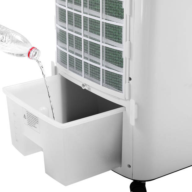 4 in 1 XL mobiele airco met afstandbediening, wit, 10 Liter, ventilator met luchtbevochtiging en luchtzuivering