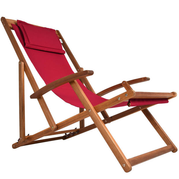 Strandstoel Acaciahout rood, tuinstoel, ligstoel