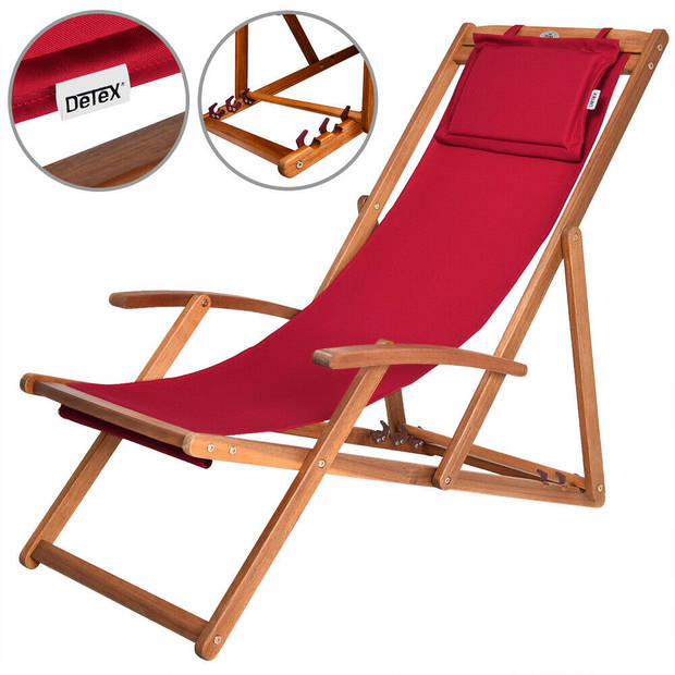 Strandstoel Acaciahout rood, tuinstoel, ligstoel