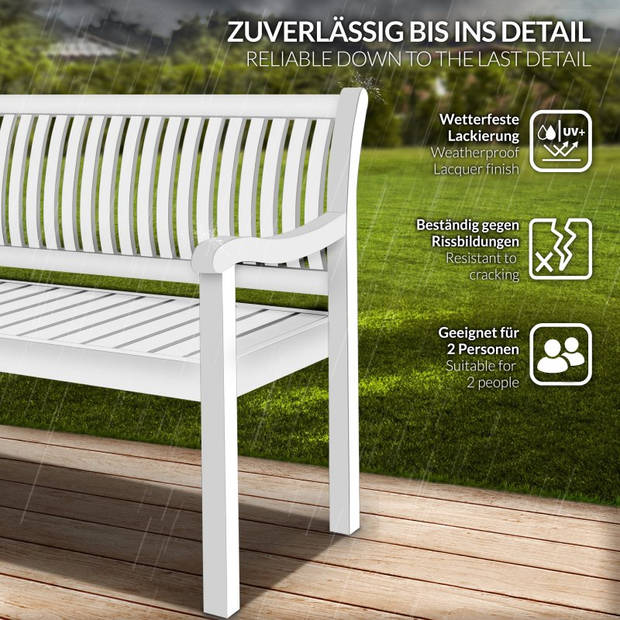 Tillvex® Tuinbank Hout Wit 150 cm / 3 -4 Personen Parkbank Massieve zitbank Tuin Tuinmeubel