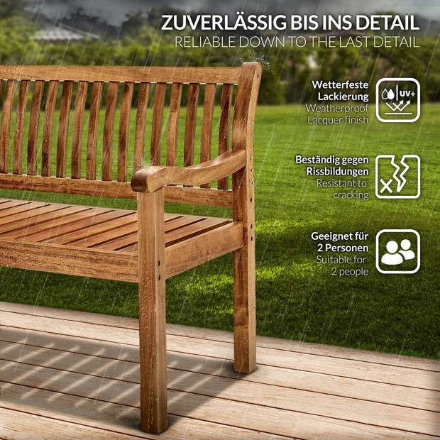 Tillvex® tuinbank hout donkerbruin 125 cm / 2 - 3 personen parkbank massieve bank tuinmeubelen