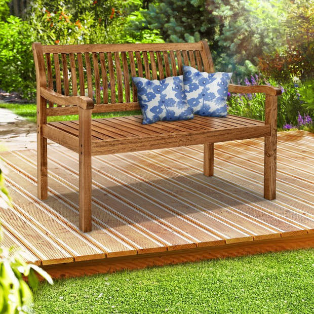 Tillvex® tuinbank hout donkerbruin 125 cm / 2 - 3 personen parkbank massieve bank tuinmeubelen