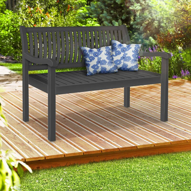 Tillvex® Tuinbank Hout Antraciet 150 cm / 3-4 Personen Parkbank Massieve zitbank Tuin Tuinmeubel