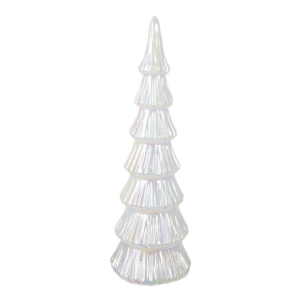 Clayre & Eef Kerstdecoratie met LED-verlichting Kerstboom Ø 11x32 cm Wit Glas Wit