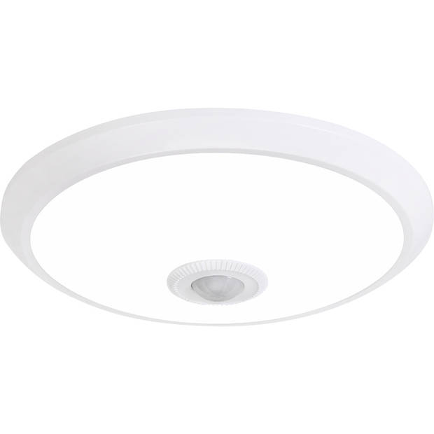 LED Plafondlamp met Sensor + Dag en Nacht Sensor - Kozolux Crimpy - 20W 1500lm - Helder/Koud Wit 6400K - Opbouw - Rond -