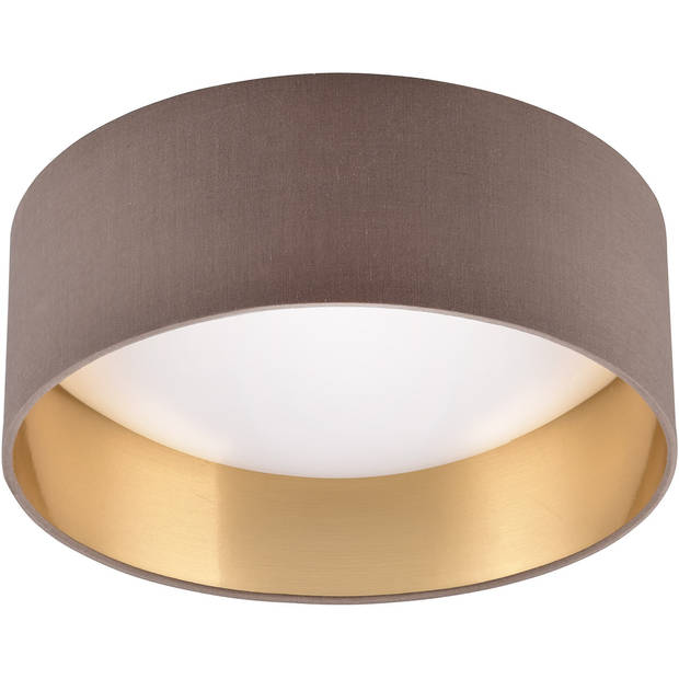 LED Plafondlamp - Trion Lukaku - Warm Wit - 3000K - 12W - Rond - Taupe - Textiel