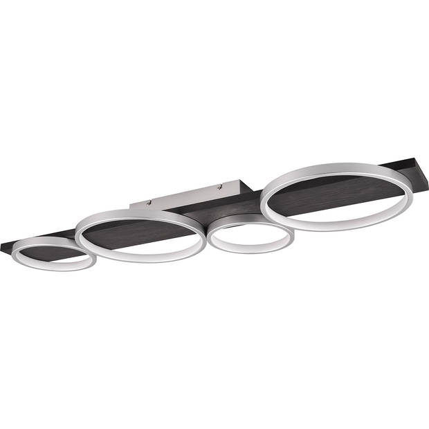 LED Plafondlamp - Trion Rameda - 44W - Warm Wit 3000K - Dimbaar - Rechthoek Rond - Titaan - Metaal