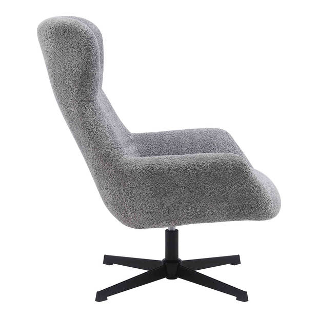 House Nordic - Fauteuil Draaibaar - Donkergrijs Stof - 89x80x101cm - Bescia