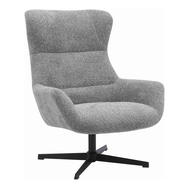 House Nordic - Fauteuil Draaibaar - Donkergrijs Stof - 89x80x101cm - Bescia