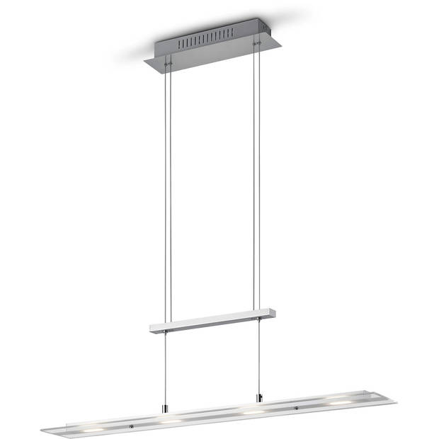 LED Hanglamp - Hangverlichting - Trion Silom - Warm Wit 3000K - 4-lichts - Rechthoek - Mat Nikkel - Metaal