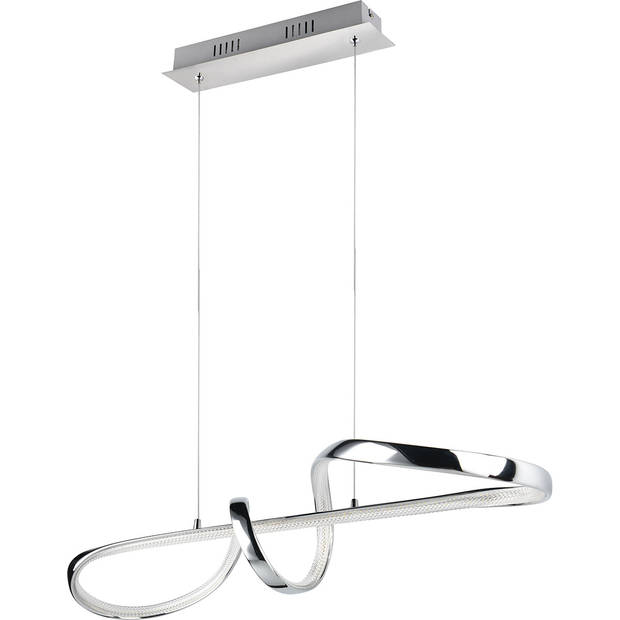 LED Hanglamp - Hangverlichting - Trion Pudia - 37W - Natuurlijk Wit 4000K - Dimbaar - Rond - Glans Chroom - Metaal