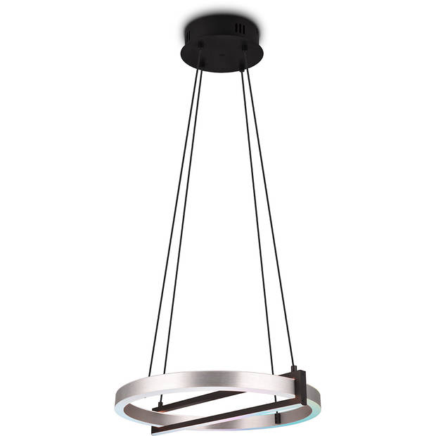 LED Hanglamp - Trion Tompie - 55W - Aanpasbare Kleur - Dimbaar - Rond - Geborsteld Aluminium - Metaal