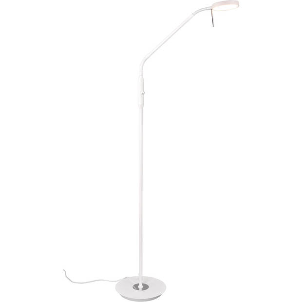 LED Vloerlamp - Trion Amon - 12W - Aanpasbare Kleur - Dimbaar - Rond - Mat Wit - Metaal