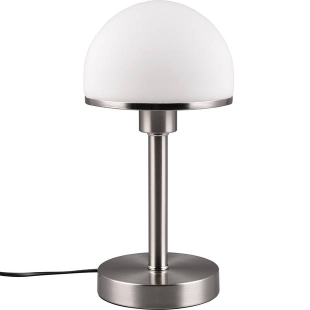 LED Tafellamp - Tafelverlichting - Trion Toas - E27 Fitting - Rond - Mat Nikkel - Metaal