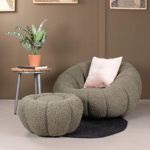 Olivia DLX fauteuil teddy - groen