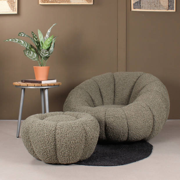 Olivia DLX fauteuil teddy - groen