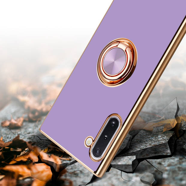 Cadorabo Hoesje geschikt voor Samsung Galaxy NOTE 10 in Glossy Licht Paars - Goud - Beschermhoes Camerabescherming