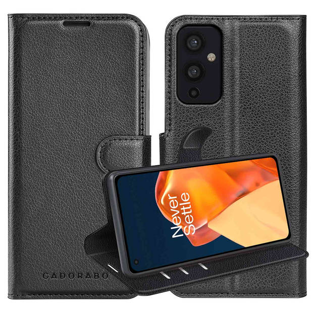 Cadorabo Hoesje geschikt voor OnePlus 9 in PHANTOM ZWART - Beschermhoes Cover magnetische sluiting Case