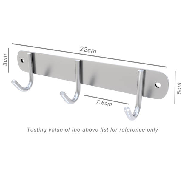 Intirilife roestvrijstalen kapstok model e - 3 haken - jashaken in 5 verschillende designs kledinghaken garderobe