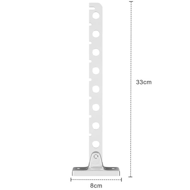 Intirilife 2x opvouwbare rvs kledingstang kapstok kapstokhouder in zilver met een lengte van 30cm