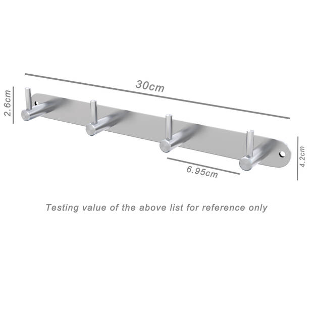 Intirilife roestvrijstalen kapstok model b - 4 haken - jashaken in 5 verschillende designs kledinghaken garderobe