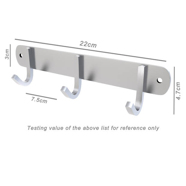 Intirilife roestvrijstalen kapstok model d - 3 haken - jashaken in 5 verschillende designs kledinghaken garderobe