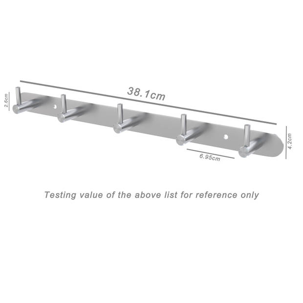 Intirilife roestvrijstalen kapstok model b - 5 haken - jashaken in 5 verschillende designs kledinghaken garderobe
